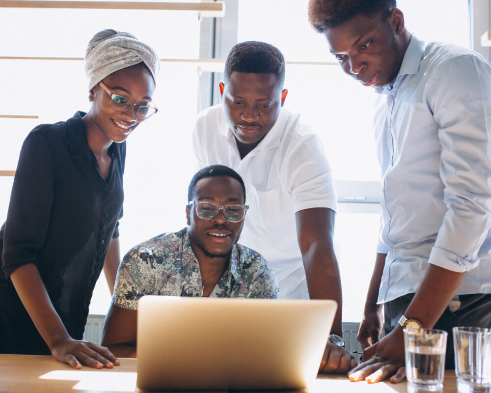 Group of afro americans working together