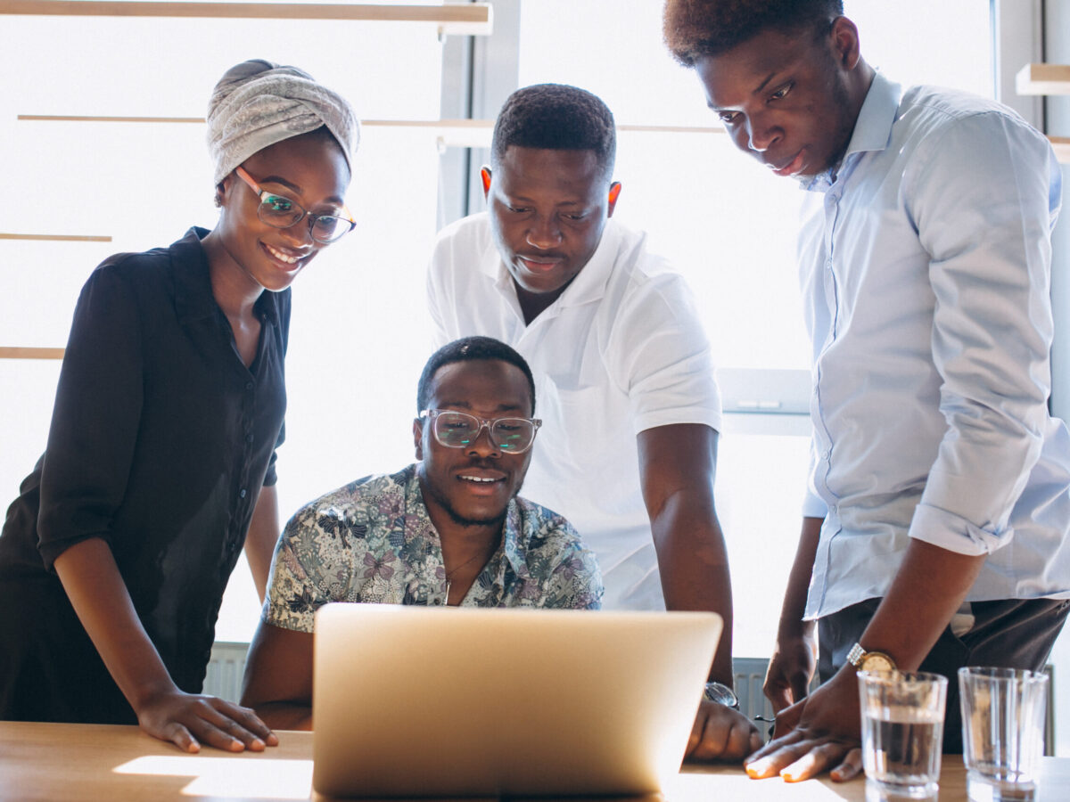 Group of afro americans working together
