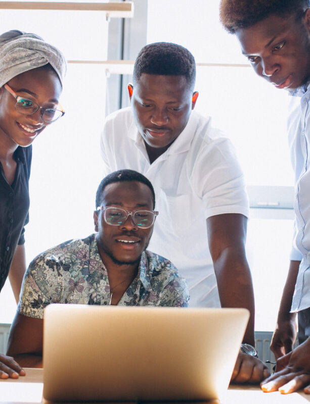 Group of afro americans working together